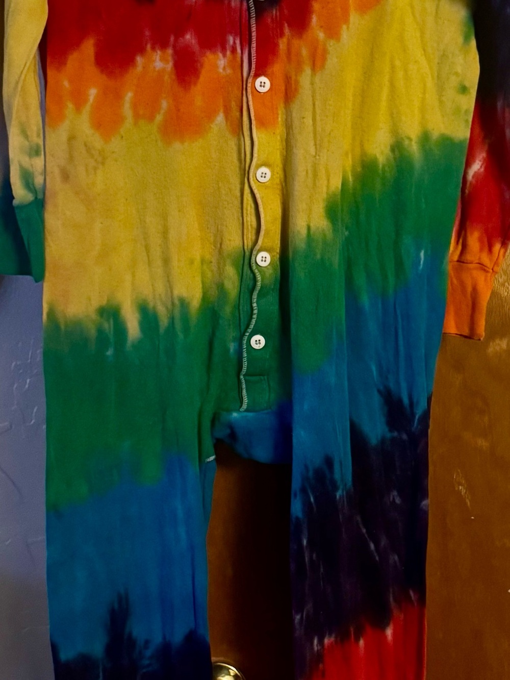 Tie-Dye Button-Front Onesie - Multicolor